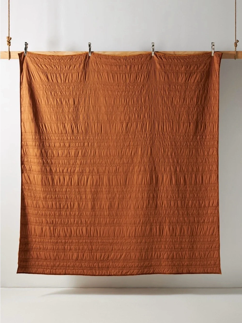 Anthropologie Lustered Velvet Alastair Quilt, Bronze